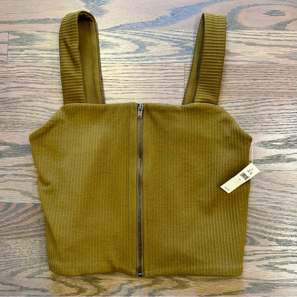 NWT Offline by Aerie Zippered Mustard Brown Crop Top